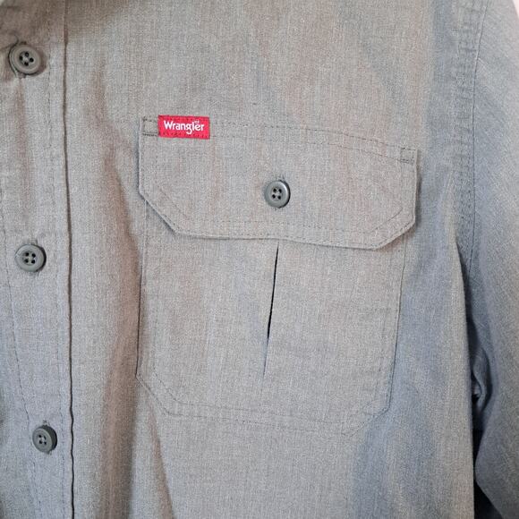Wrangler Relaxed Fit Long Sleeve Woven Shirt Olive Night Heather Men's Large - Picture 3 of 8